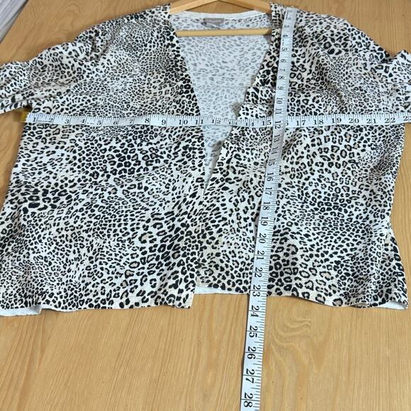 Chicos Open Front Cardigan Leopard Print Tie Sleeve Large Knit Lagenlook Classic - Picture 7 of 7